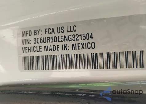 2022 Ram 2500 Big Horn 4X4 6'4 Box из США, поврежденный, VIN 3C6UR5DL5NG321504